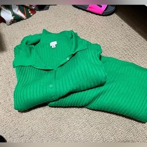 Green 2 Piece Skirt Set